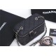 Chanel Vanity with Chain Grained Calfskin Silver Metal Black High