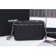 Chanel Vanity with Chain Grained Calfskin Silver Metal Black High