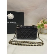 Chanel Vanity with Chain Grained Calfskin Gold Metal Black-II High