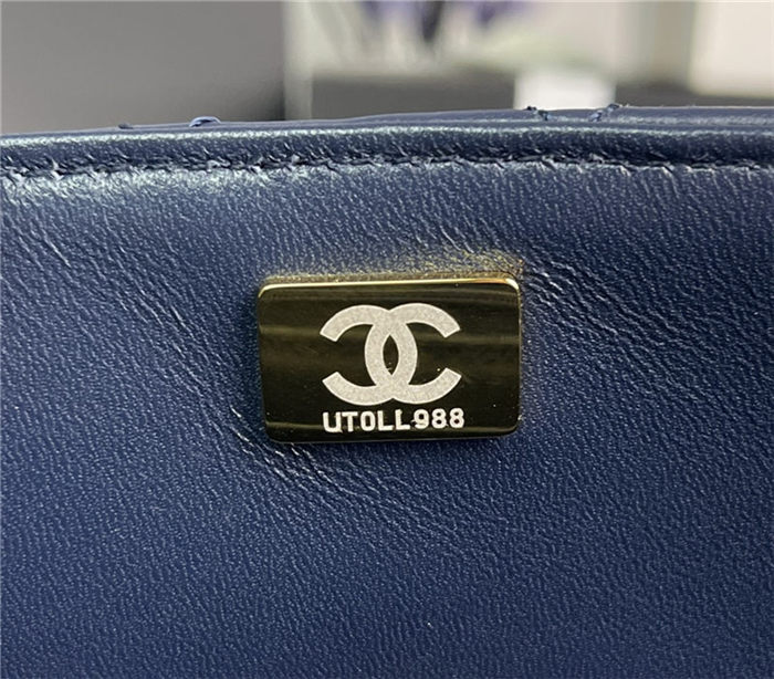 Chanel MINI FLAP BAG With Top Diamond Handle Lambskin & Gold-Tone Metal AS4140 Navy High