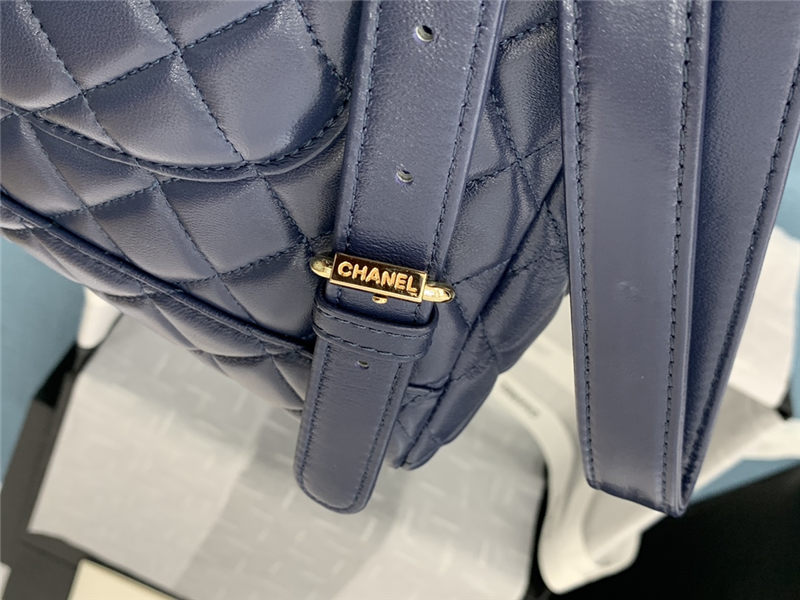 Chanel Large Backpack Lambskin 91122 Gold-Metal Navy High