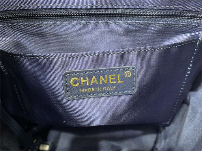 Chanel Large Backpack Lambskin 91122 Gold-Metal Navy High