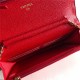 Classic Wallet on Chain A33814 Grained Calfskin Red Gold Metal B