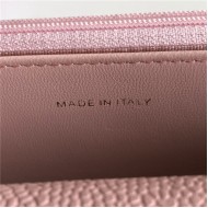 Classic Wallet on Chain A33814 Grained Calfskin Pink Gold Metal B