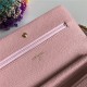 Classic Wallet on Chain A33814 Grained Calfskin Pink Gold Metal B