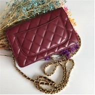 Classic Wallet on Chain A33814 Lambskin Burgundy Gold Metal B