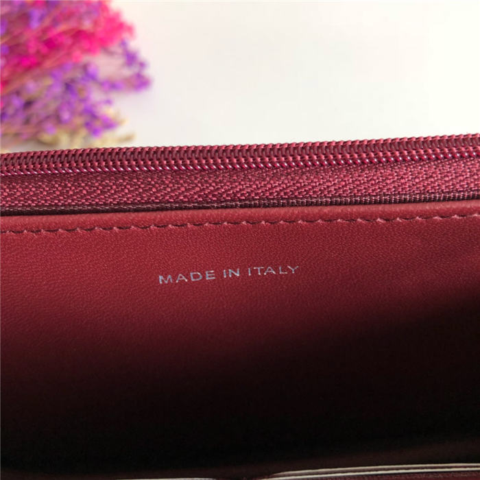 Classic Wallet on Chain A33814 Lambskin Burgundy Silver Metal B