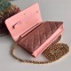 Classic Wallet on Chain A33814 Lambskin Pink Gold Metal B