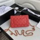 Chanel Wallet on Chain Lambskin, Zirconium & Gold-Tone Metal Red A