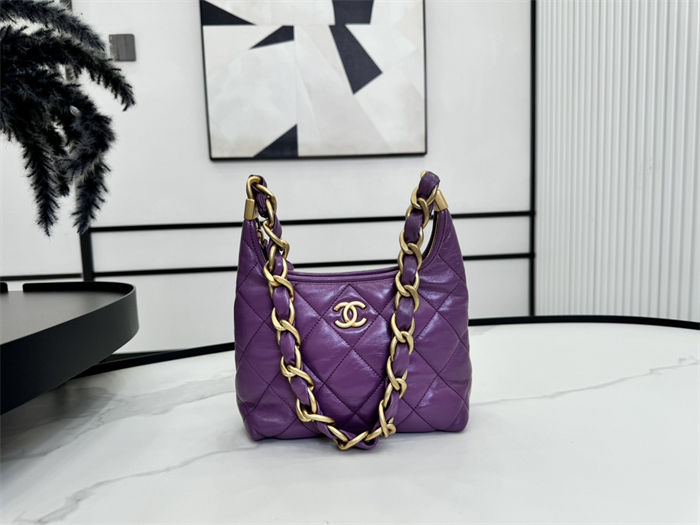 Chanel SMALL HOBO BAG AS4922 Shiny Lambskin & Gold Metal A