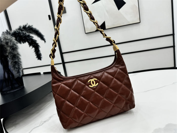 Chanel Hobo Handbag AS4912 Shiny Lambskin & Gold Metal A