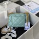 Chanel MINI FLAP BAG with Enamel buckle Lambskin & Gold-Tone Metal Green A