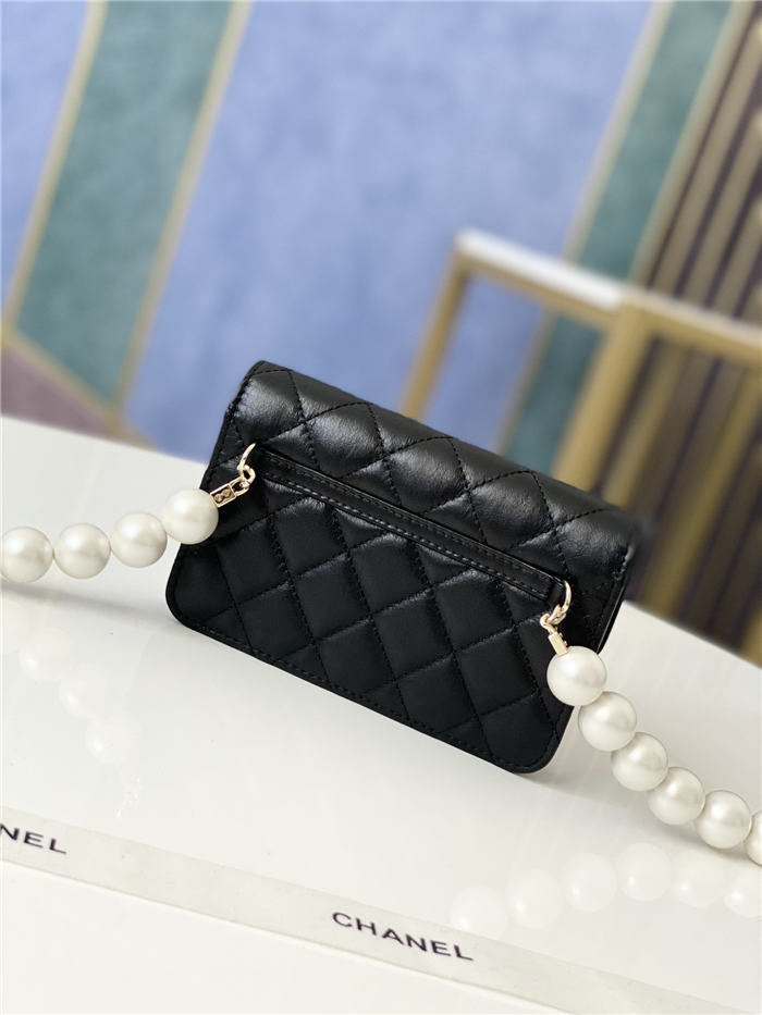 Chanel Wallet on Chain Imitation Pearls Black High