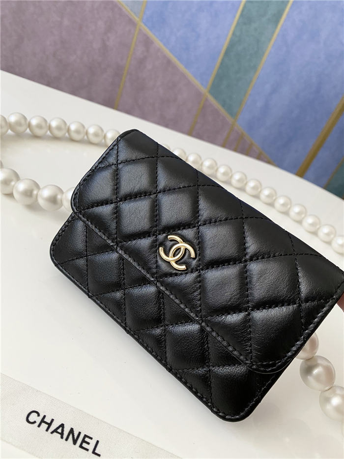 Chanel Wallet on Chain Imitation Pearls Black High