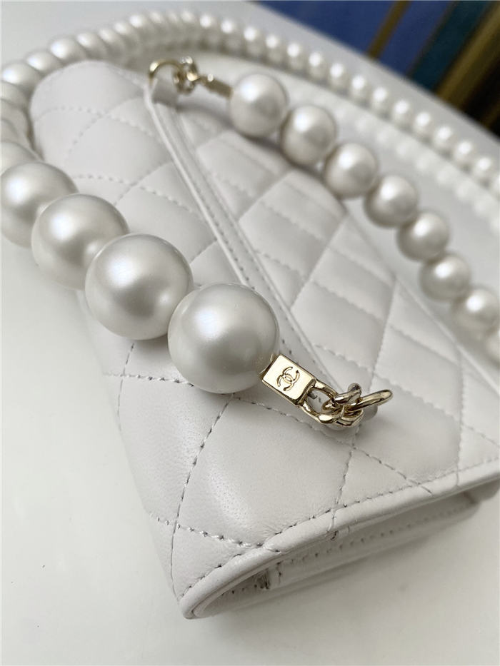 Chanel Wallet on Chain Imitation Pearls White High