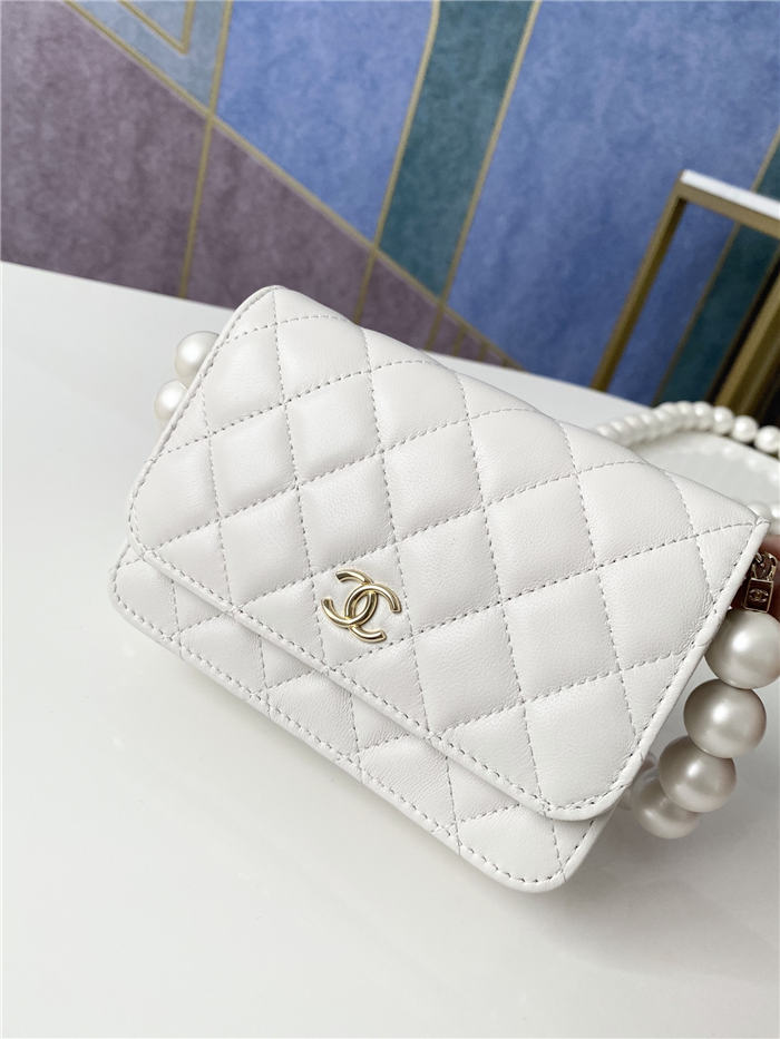 Chanel Wallet on Chain Imitation Pearls White High