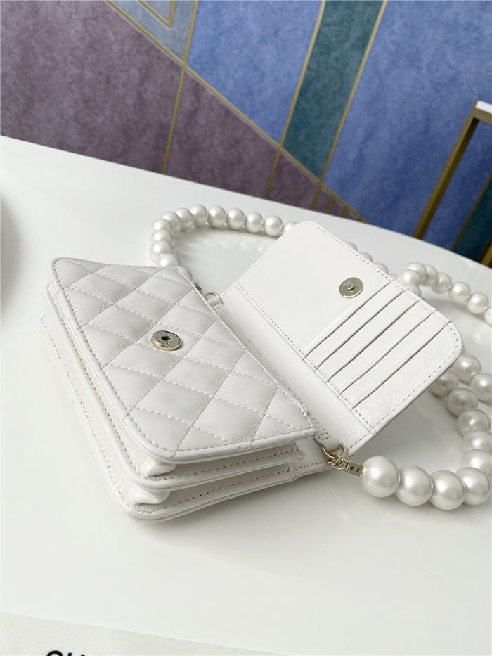 Chanel Wallet on Chain Imitation Pearls White High