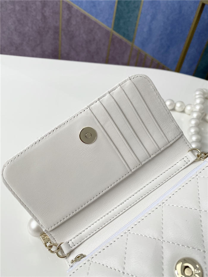 Chanel Wallet on Chain Imitation Pearls White High