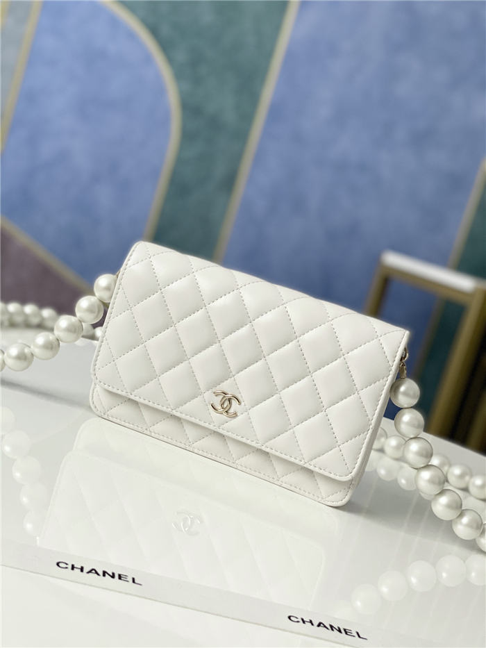 Chanel Wallet on Chain Imitation Pearls White High