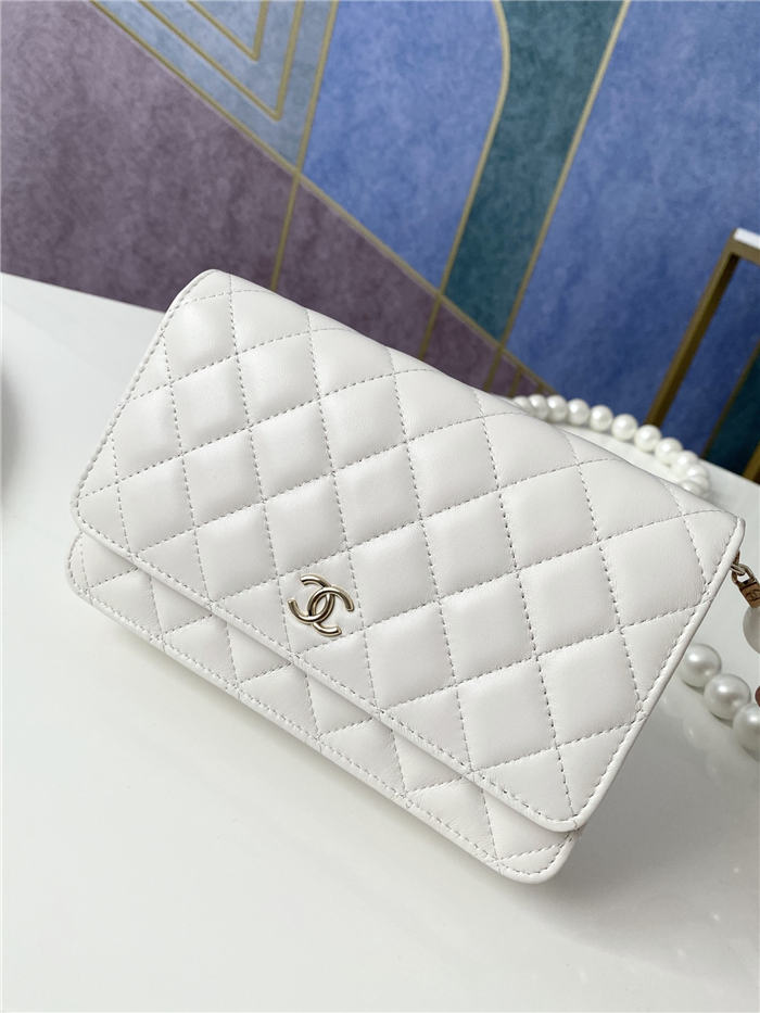 Chanel Wallet on Chain Imitation Pearls White High