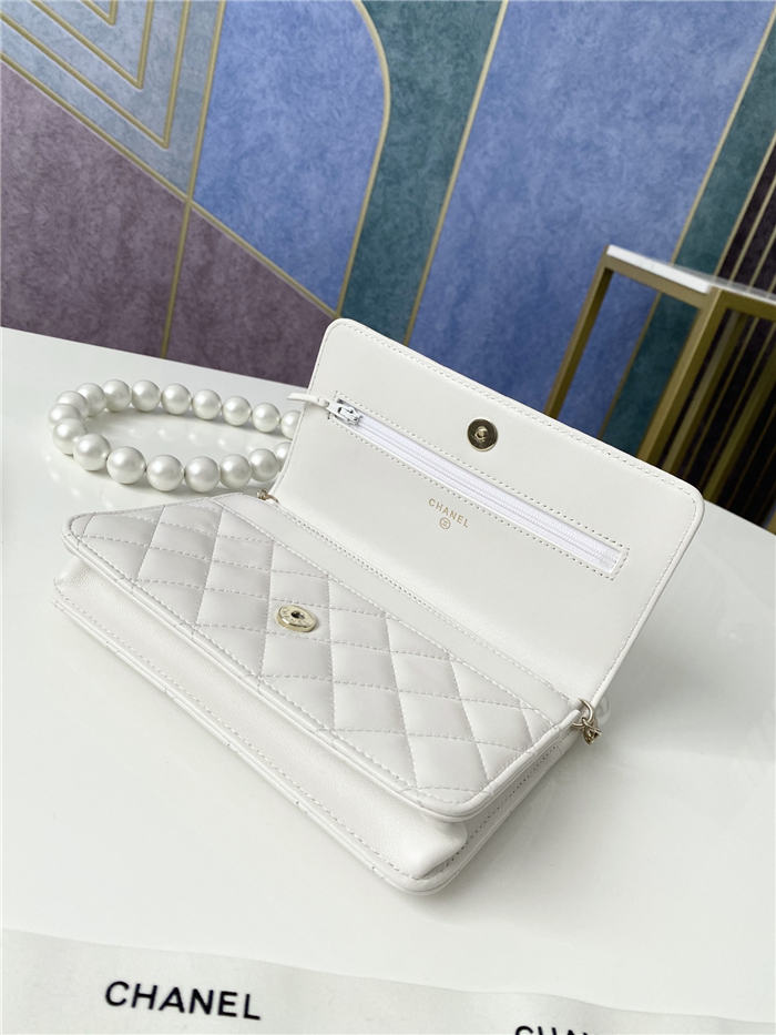 Chanel Wallet on Chain Imitation Pearls White High