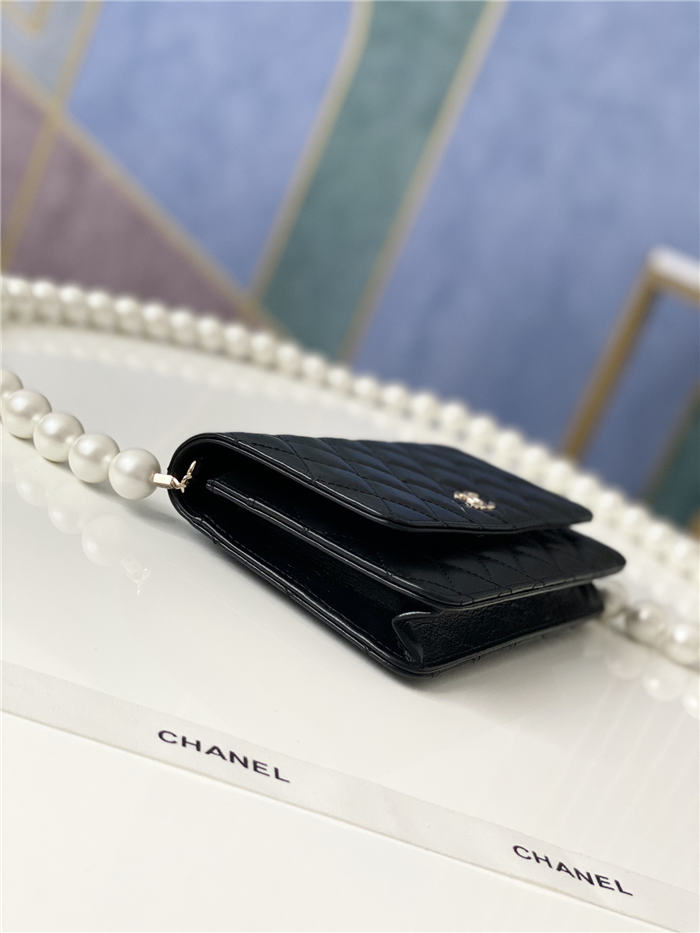 Chanel Wallet on Chain Imitation Pearls Black High