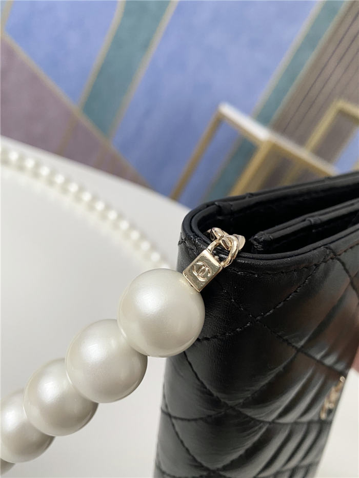 Chanel Wallet on Chain Imitation Pearls Black High