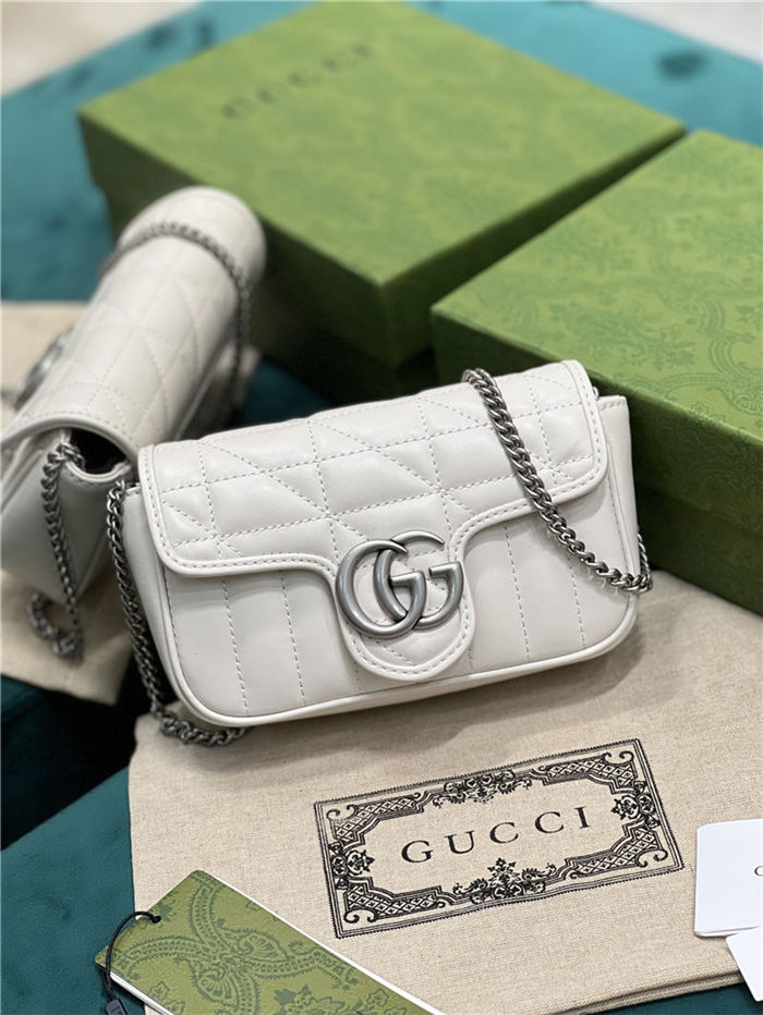 GG MARMONT NEW MATELASSÉ SUPER MINI BAG 476433 White High