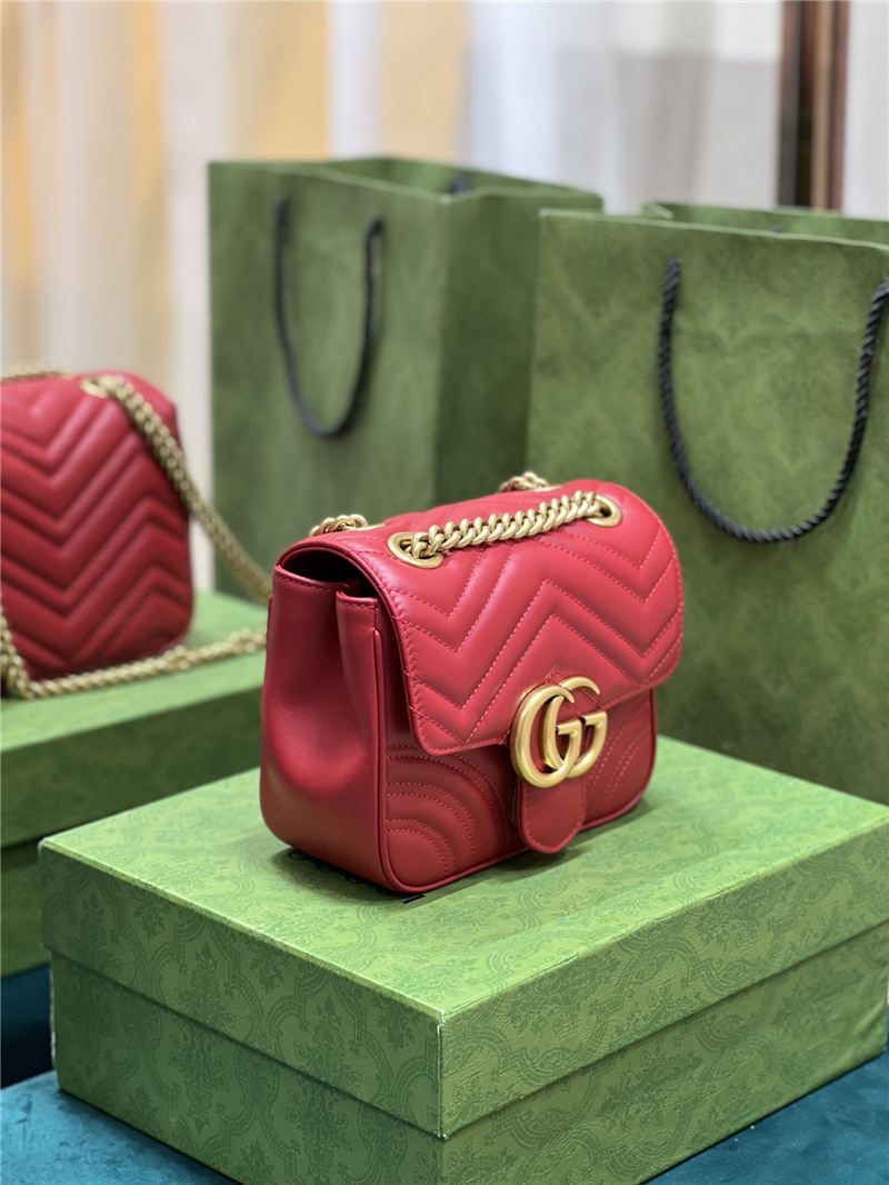 GG MARMONT MINI SHOULDER BAG 739682 Leather Red high