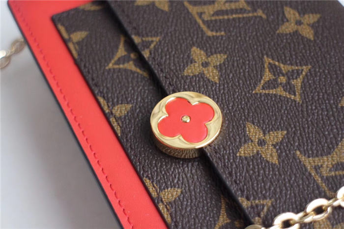 Louis Vuitton Flore Chain Wallet Monogram Canvas Red