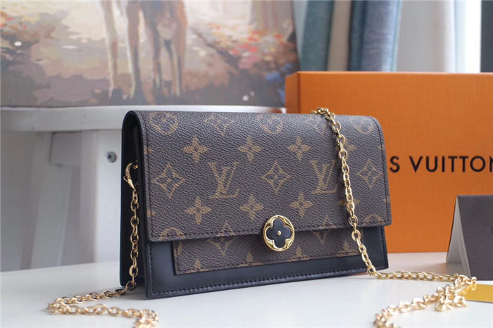 Louis Vuitton Flore Chain Wallet Monogram Canvas Black