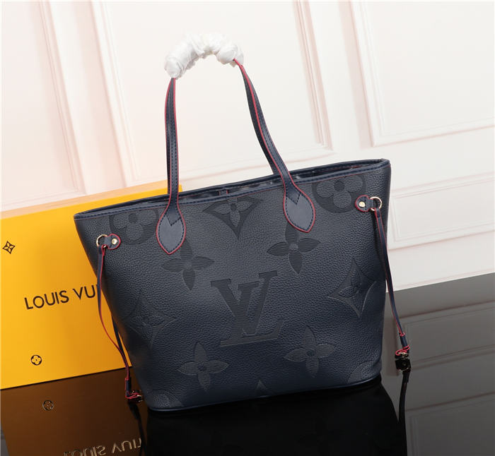 Louis Vuitton Neverfull MM Bag Navy Monogram Mid