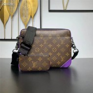 Louis Vuitton TRIO MESSENGER Monogram Macassar coated canvas and Purple cowhide leather M46266 High