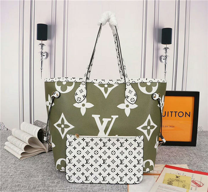 Louis Vuitton Neverfull MM Bag Monogram Green Mid