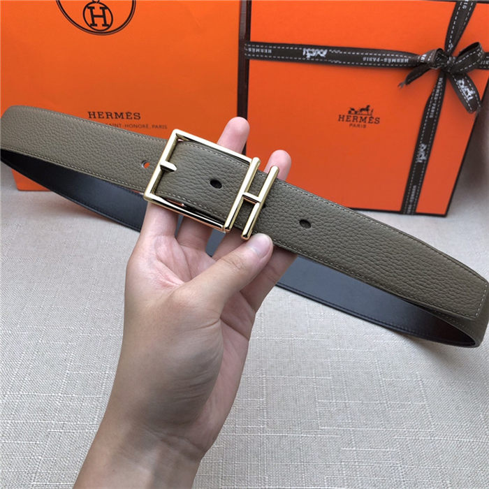 Hermes Nathan 32 reversible belt Togo Grey High