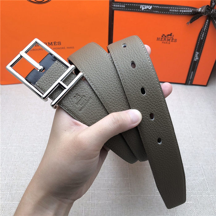 Hermes Nathan 32 reversible belt Togo Grey High