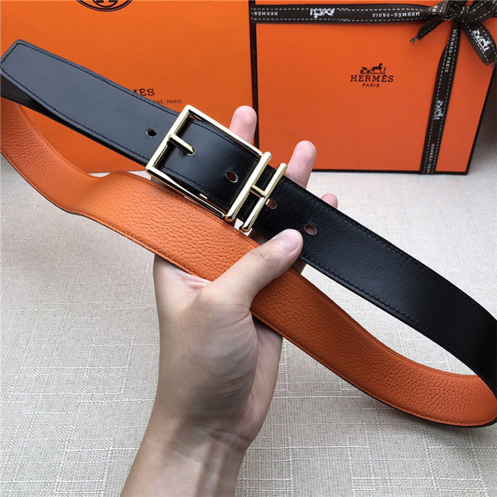 Hermes Nathan 32 reversible belt Togo Orange High