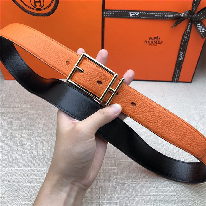 Hermes Nathan 32 reversible belt Togo Orange High