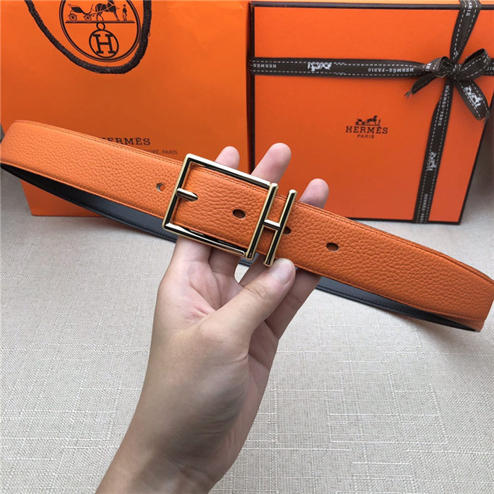 Hermes Nathan 32 reversible belt Togo Orange High