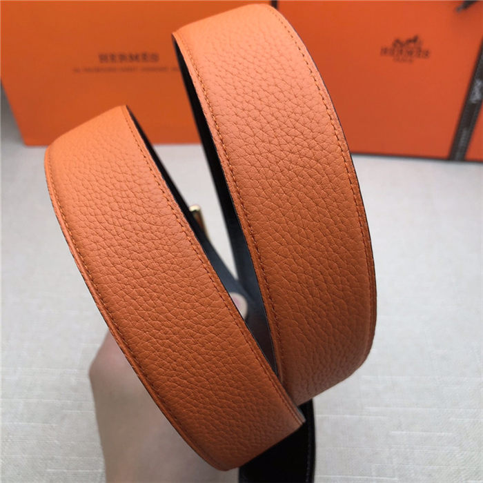 Hermes Nathan 32 reversible belt Togo Orange High