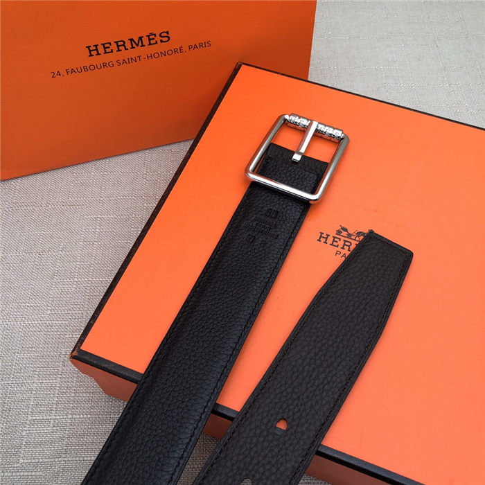 Hermes Code 32 reversible belt Togo Black/Coffee with Silver Buckle High