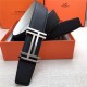 Hermes H au Carre belt buckle & Reversible leather strap 38 mm Epsom Black/White High