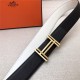 Hermes H au Carre belt buckle & Reversible leather strap 38 mm Epsom Black/White High