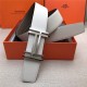 Hermes H au Carre belt buckle & Reversible leather strap 38 mm Epsom White/Grey High