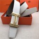 Hermes H au Carre belt buckle & Reversible leather strap 38 mm Epsom White/Grey High