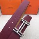 Hermes H au Carre belt buckle & Reversible leather strap 38 mm Epsom Camel/Burgundy High