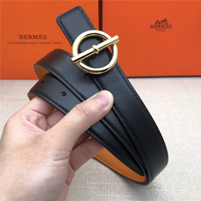 Hermes Circle belt buckle & Reversible leather strap 25 mm Epsom Orange High