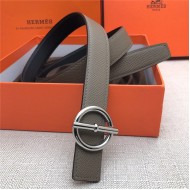 Hermes Circle belt buckle & Reversible leather strap 25 mm Epsom Grey High