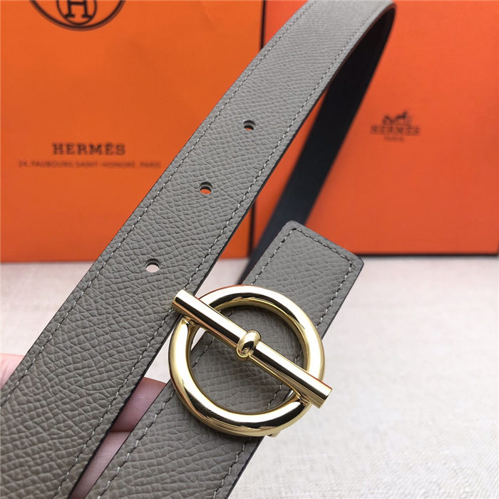 Hermes Circle belt buckle & Reversible leather strap 25 mm Epsom Grey High