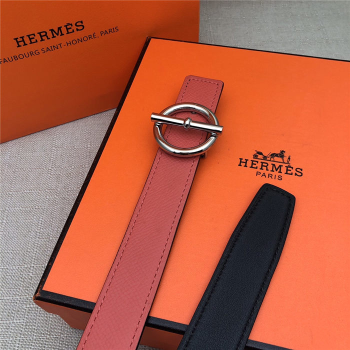 Hermes Circle belt buckle & Reversible leather strap 25 mm Epsom Fuchsia High